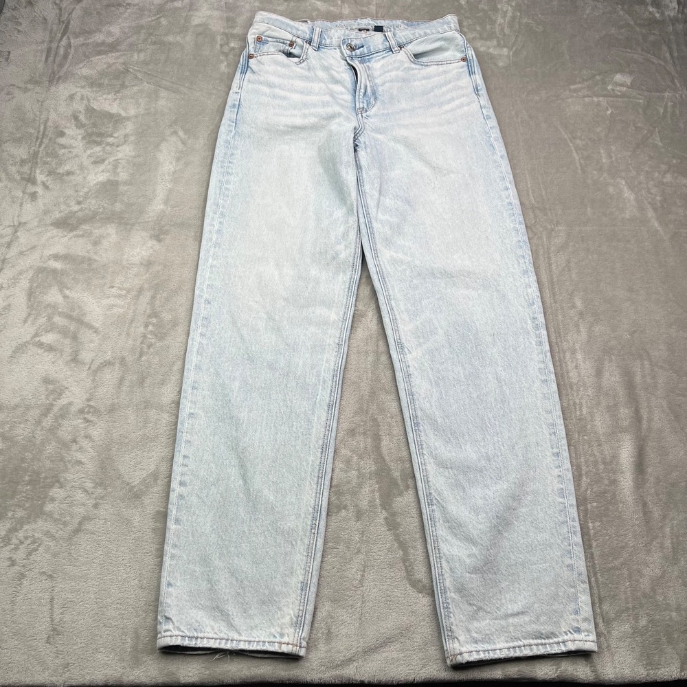 American Eagle Jeans Women 4 Blue Highest Rise Baggy Straight Light Wash Strigid